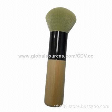 Makeup powder brush,made of original bamboo brush with black aluminum ferrule and synthetic bristles